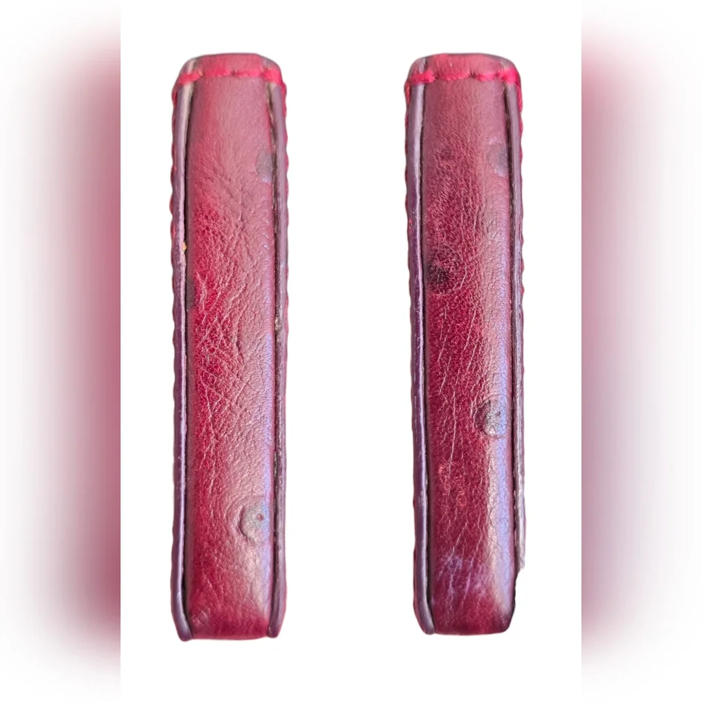 Vintage Kate Spade ostrich-embossed leather square pocket mirror plum VGUC - Picture 8 of 8